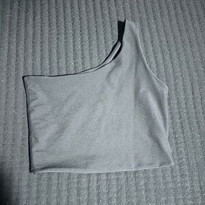 Black, one shoulder, cropped Abercrombie YPB top